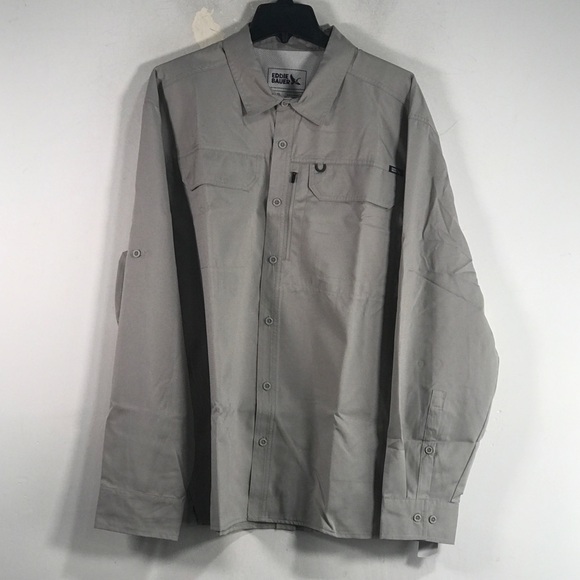 Eddie Bauer Long Sleeve Button Up Shirt Men's Size XL - Grey